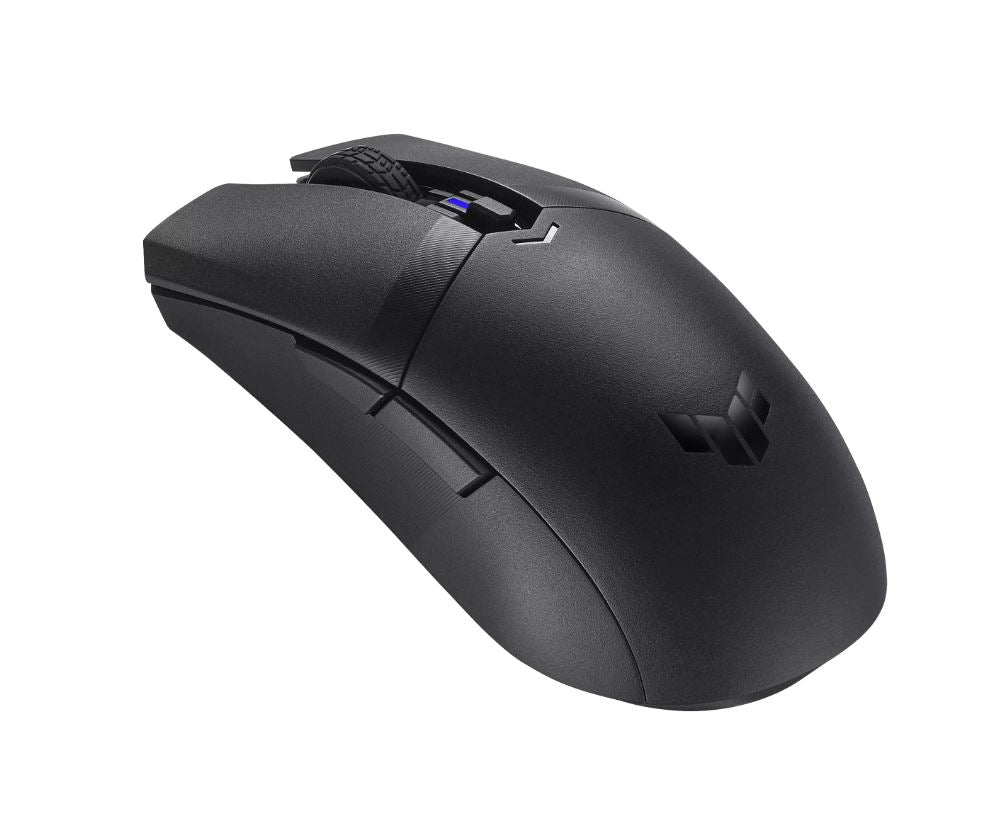 ASUS TUF Gaming M4 Wireless lightweight ambidextrous gaming mouse with dual wireless modes, a 12,000 dpi sensor, six programmable buttons, PBT top cover with ASUS Antibacterial Guard, 100% PTFE mouse feet and Armoury Crate.