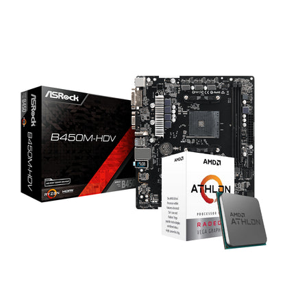 ASRock B450M-HDV Motherboard Bundle with AMD Athlon 3000G