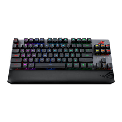 ASUS ROG Strix Scope RX TKL Wireless Deluxe gaming keyboard for FPS gamers, with tri-mode connectivity, ROG RX Optical Mechanical Switches, wide Ctrl key, PBT keycaps, Aura Sync RGB, magnetic wrist rest, and alloy top plate (RX)(BLUE)