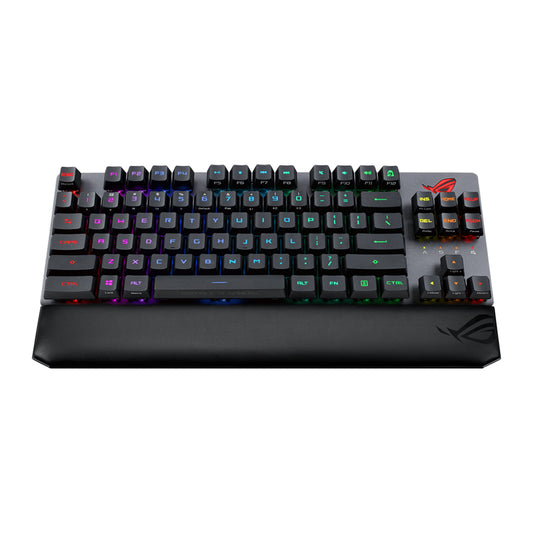 ASUS ROG Strix Scope RX TKL Wireless Deluxe gaming keyboard for FPS gamers, with tri-mode connectivity, ROG RX Optical Mechanical Switches, wide Ctrl key, PBT keycaps, Aura Sync RGB, magnetic wrist rest, and alloy top plate (RX)(BLUE)