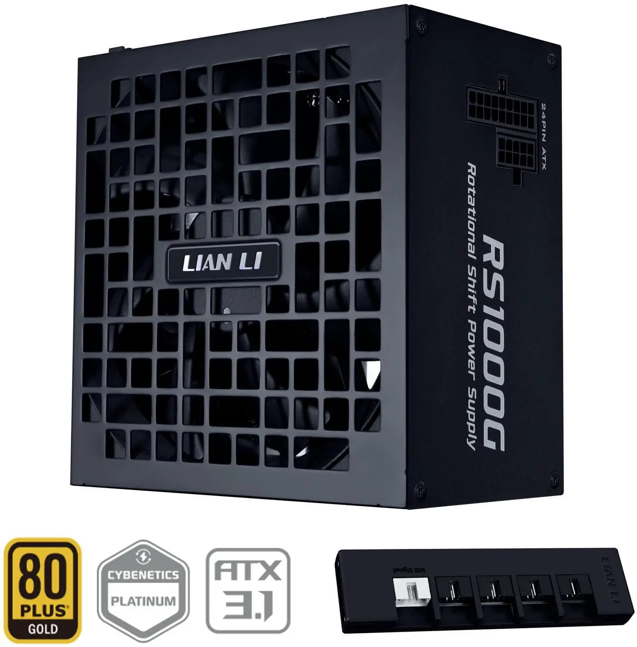 LIAN LI RS 1000W Rotational Shift Fully Modular ATX Power Supply (W/USB Fan Hub) - Black | White