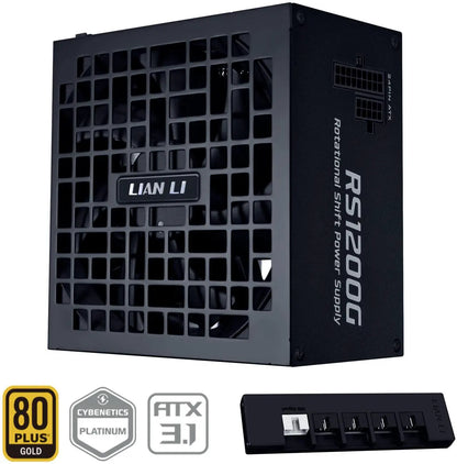 LIAN LI RS 1200W Rotational Shift Fully Modular ATX Power Supply (W/USB Fan Hub) - Black | White