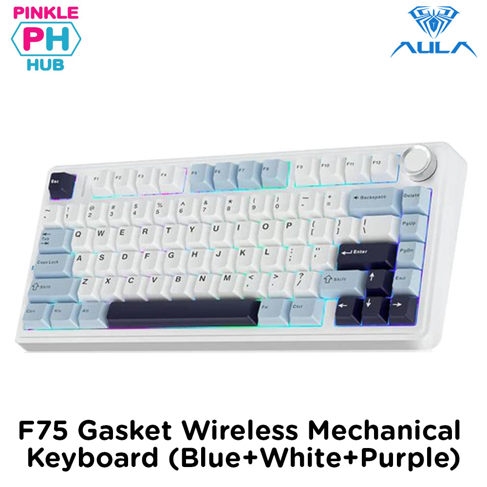 Aula F75 RGB Gasket Structure Hot-Swap Mechanical Gaming Keyboard Reaper Switch (Blue+White+Purple)