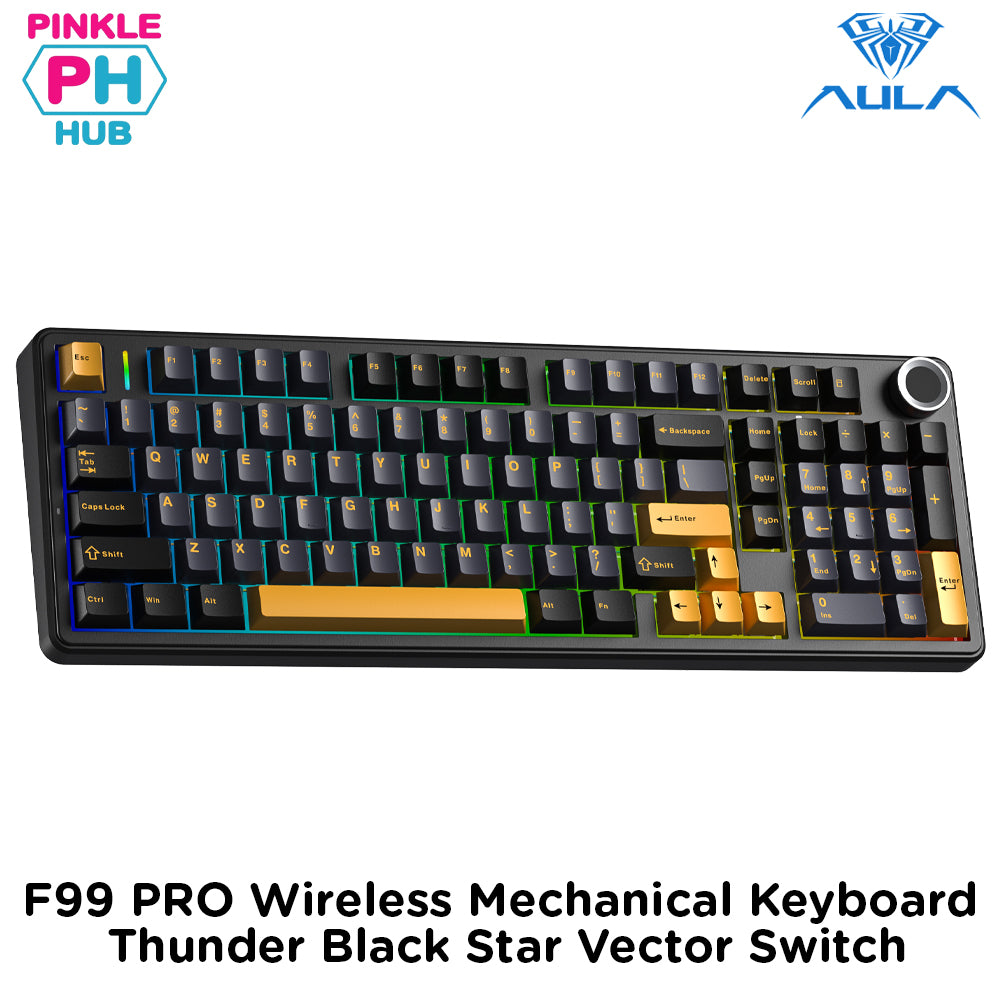 AULA F99 PRO Wireless Mechanical Keyboard Thunder Black (Black+Dark Blue+Orange)