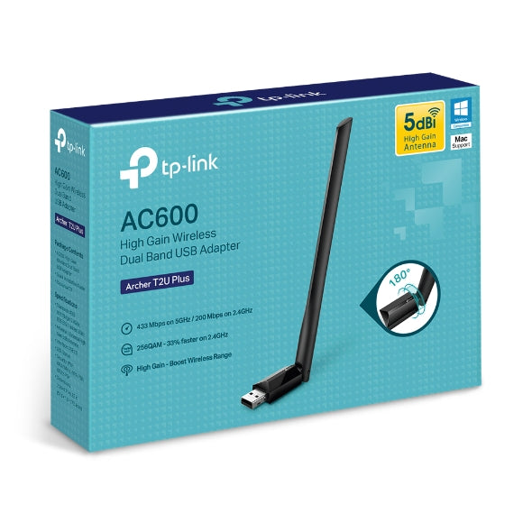 Tp-Link Archer T2U Plus I AC600 High Gain Wireless Dual Band USB Adapter