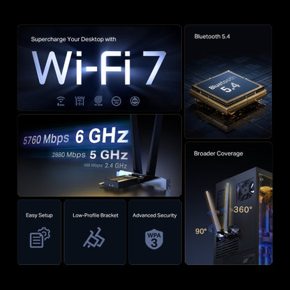 Tp-Link Archer TBE552E I BE9300 Wi-Fi 7 Bluetooth 5.4 PCIe Adapter
