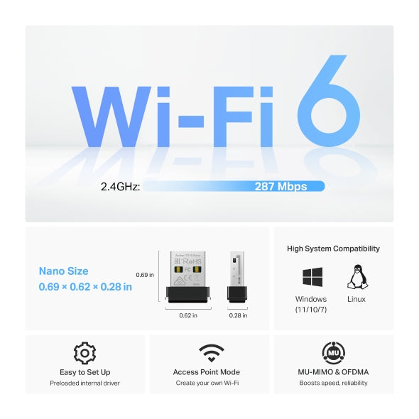Tp-Link Archer TX1U Nano I AX300 Nano Wi-Fi 6 Wireless USB Adapter