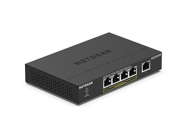 NETGEAR 5-Port Gigabit Ethernet SOHO Unmanaged Switch with 4-Ports PoE+ (83W) (GS305PP-100PES)