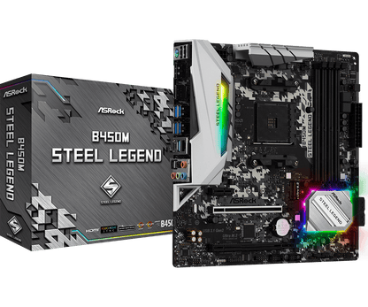 ASRock B450M Steel Legend Supports AMD AM4 Socket Ryzen™ 2000, 3000, 4000 G-Series, 5000 and 5000 G-Series Desktop Processors