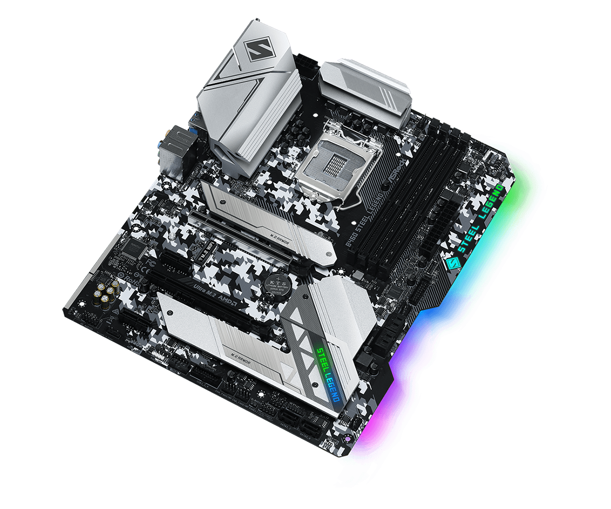 ASRock B460 Steel Legend Supports 10th Gen Intel® Core™ Processors (Socket 1200), Supports DDR4 2933MHz