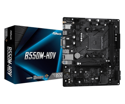 ASRock B550M-HDV  Supports AMD AM4 Socket Ryzen™ 3000, 3000 G-Series, 4000 G-Series, 5000 and 5000 G-Series Desktop Processors*