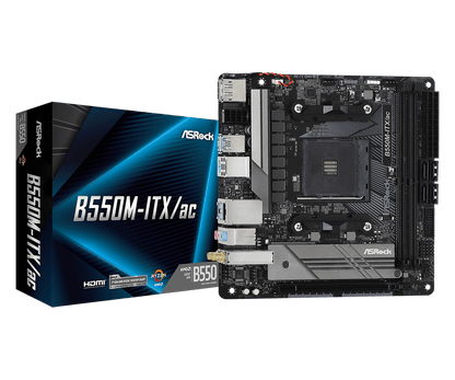 ASRock B550M-ITX/ac Supports AMD AM4 Socket Ryzen™ 3000, 3000 G-Series, 4000 G-Series, 5000 and 5000 G-Series Desktop Processors* and DDR4 4733+ (OC)