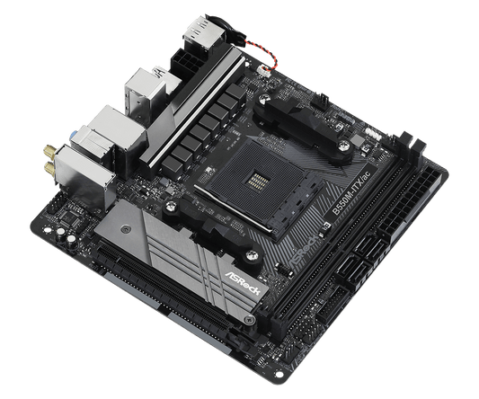ASRock B550M-ITX/ac Supports AMD AM4 Socket Ryzen™ 3000, 3000 G-Series, 4000 G-Series, 5000 and 5000 G-Series Desktop Processors* and DDR4 4733+ (OC)