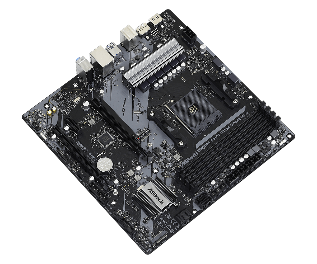 ASRock B550M Phantom Gaming 4 Supports AMD AM4 Socket Ryzen™ 3000, 3000 G-Series, 4000 G-Series, 5000 and 5000 G-Series Desktop Processors