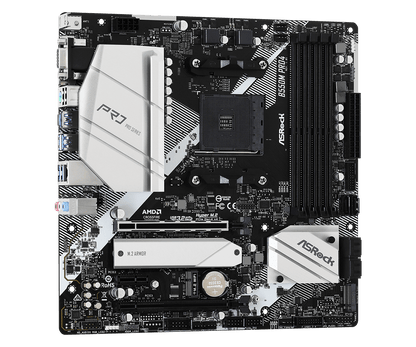 ASRock B550M Pro4 upports AMD AM4 Socket Ryzen™ 3000, 3000 G-Series, 4000 G-Series, 5000 and 5000 G-Series Desktop Processors*