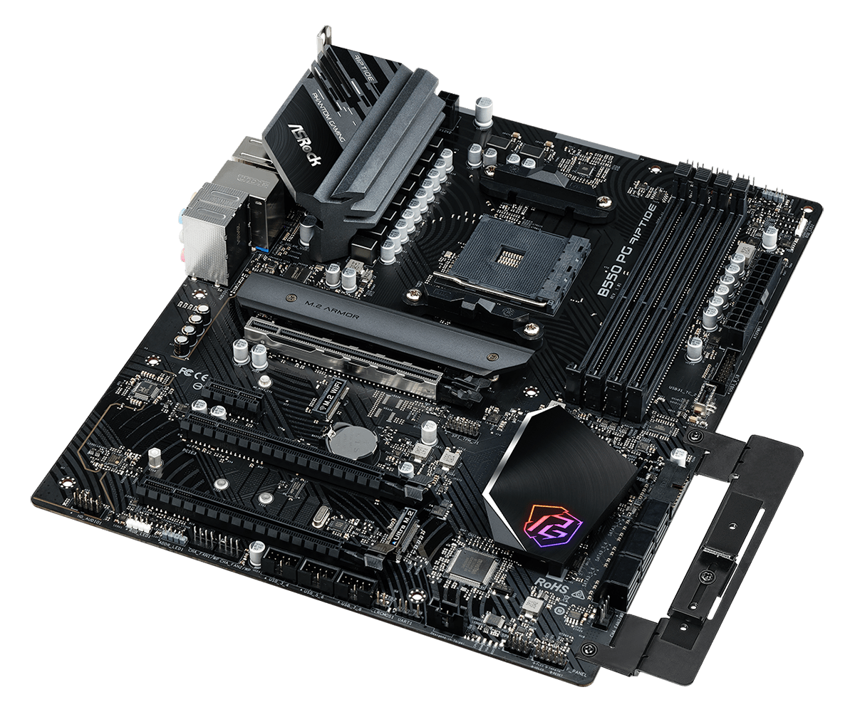 ASRock B550 Phantom Gaming Riptide Supports AMD AM4 Socket Ryzen™ 3000, 3000 G-Series, 4000 G-Series, 5000 and 5000 G-Series Desktop Processors