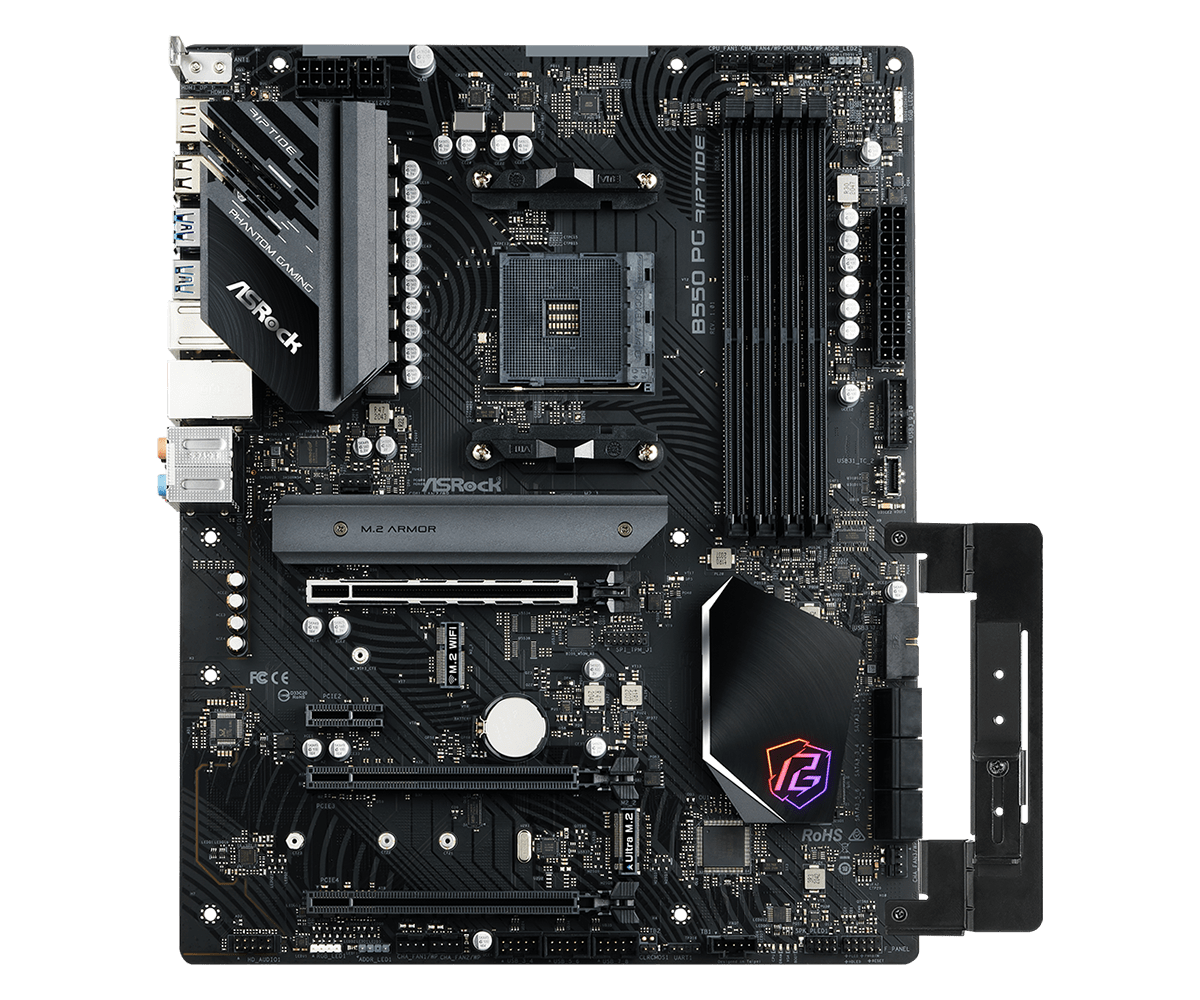 ASRock B550 Phantom Gaming Riptide Supports AMD AM4 Socket Ryzen™ 3000, 3000 G-Series, 4000 G-Series, 5000 and 5000 G-Series Desktop Processors