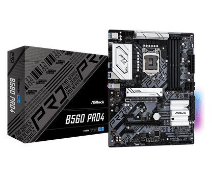 ASRock B560 Pro4 Supports 10th Gen Intel® Core™ Processors and 11th Gen Intel® Core™ Processors, Supports DDR4 4800MHz (OC)