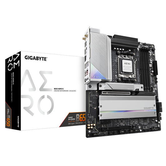 GIGABYTE B650 AERO G (rev. 1.0) MOTHERBOARD AMD B650 Chipset (GA-B650-AERO-G) Socket AM5, support for: AMD Ryzen™ 7000 Series Processors