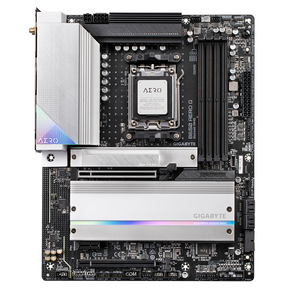 GIGABYTE B650 AERO G (rev. 1.0) MOTHERBOARD AMD B650 Chipset (GA-B650-AERO-G) Socket AM5, support for: AMD Ryzen™ 7000 Series Processors