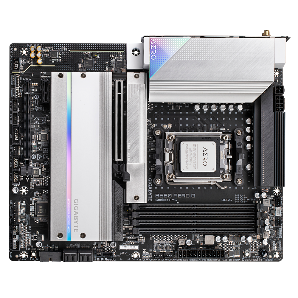 GIGABYTE B650 AERO G (rev. 1.0) MOTHERBOARD AMD B650 Chipset (GA-B650-AERO-G) Socket AM5, support for: AMD Ryzen™ 7000 Series Processors