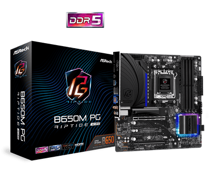 ASRock B650M PG Riptide WiFi Supports DDR5 6200MHz, (OC) 2 PCIe 4.0 x16, 2 PCIe 3.0 x1