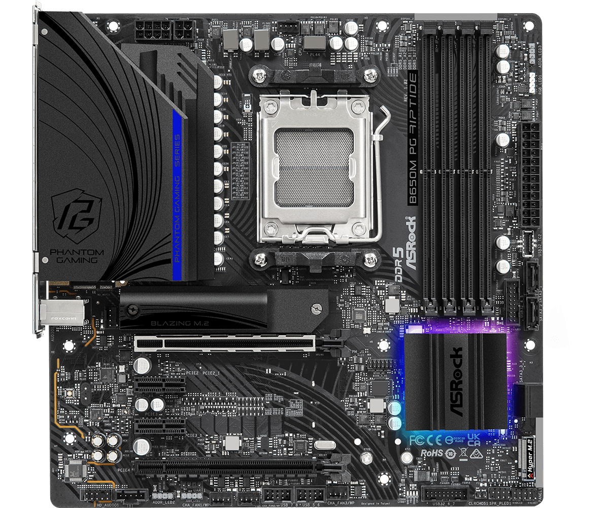 ASRock B650M PG Riptide Supports AMD Ryzen™ 7000 Series Processors and  DDR5 6200MHz