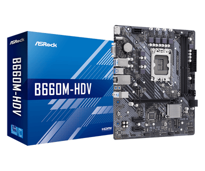 ASRock B660M-HDV Supports 13th Gen & 12th Gen and next gen Intel® Core™ Processors (LGA1700), Supports DDR4 5066MHz (OC)