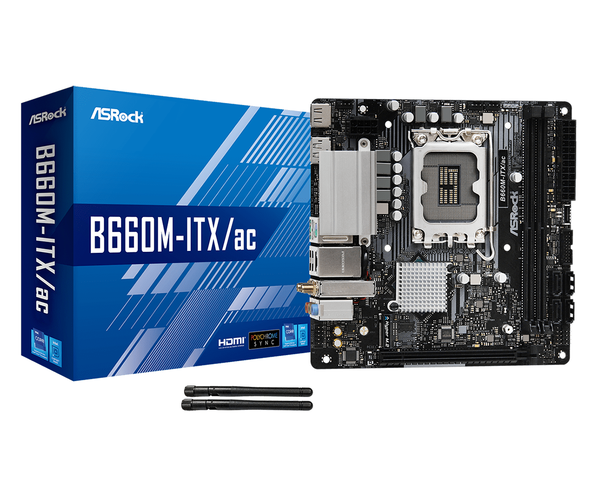 ASRock B660M-ITX/ac Supports 13th Gen & 12th Gen and next gen Intel® Core™ Processors (LGA1700), Supports DDR4 5000MHz (OC)