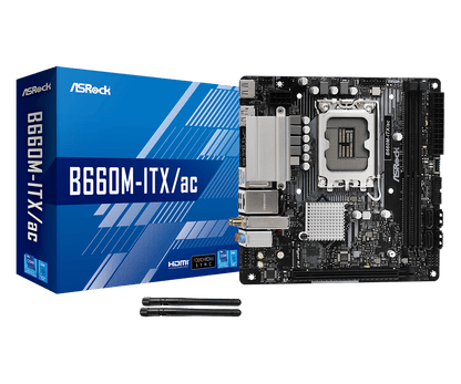 ASRock B660M-ITX/ac Supports 13th Gen & 12th Gen and next gen Intel® Core™ Processors (LGA1700), Supports DDR4 5000MHz (OC)