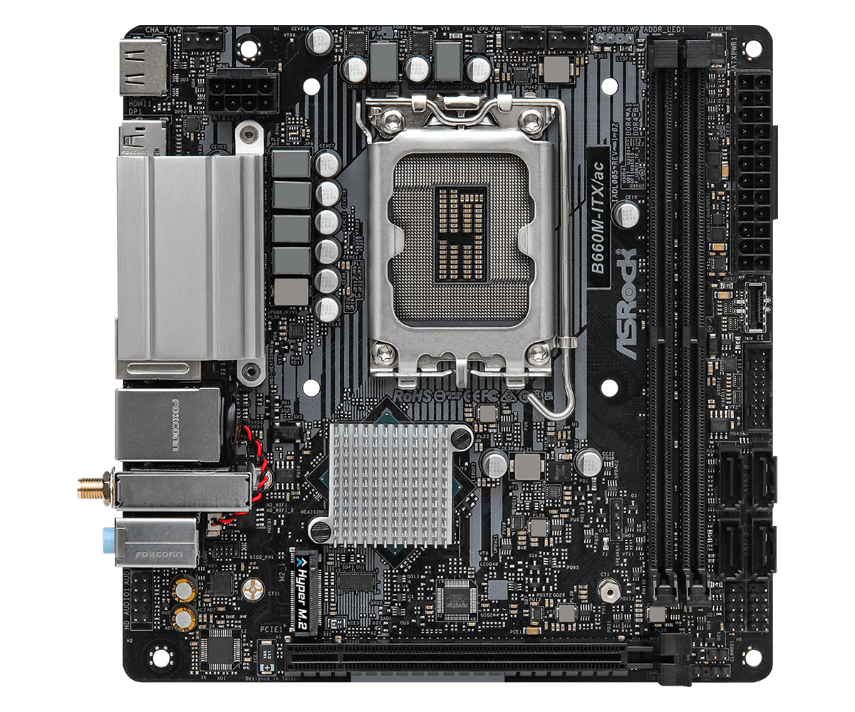 ASRock B660M-ITX/ac Supports 13th Gen & 12th Gen and next gen Intel® Core™ Processors (LGA1700), Supports DDR4 5000MHz (OC)