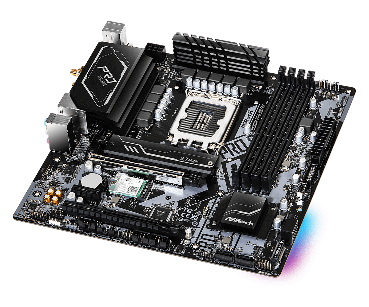 ASRock B660M Pro RS/ax Supports 13th Gen & 12th Gen and next gen Intel® Core™ Processors (LGA1700), Supports DDR4 5333MHz (OC)