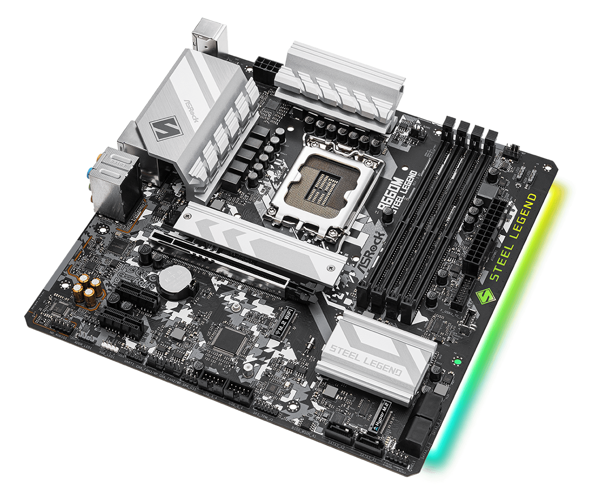 ASRock B660M Steel Legend Supports 13th Gen & 12th Gen and next gen Intel® Core™ Processors (LGA1700), Supports DDR4 5000MHz (OC)