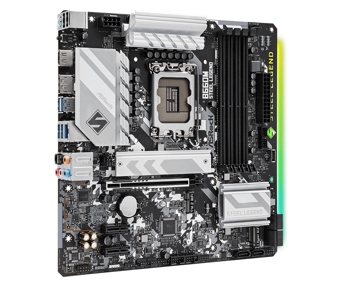 ASRock B660M Steel Legend Supports 13th Gen & 12th Gen and next gen Intel® Core™ Processors (LGA1700), Supports DDR4 5000MHz (OC)