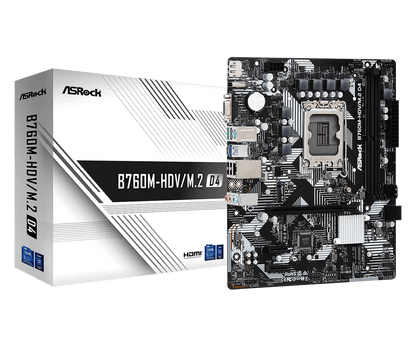 ASRock B760M-HDV/M.2 D4 Supports 13th Gen & 12th Gen and next gen Intel® Core™ Processors and Supports DDR4 5333MHz (OC)