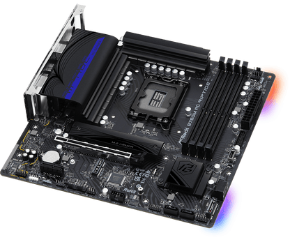 ASRock B760M PG Riptide Supports 13th Gen & 12th Gen and next gen Intel® Core™ Processors (LGA1700) and  DDR5 7200MHz (OC)