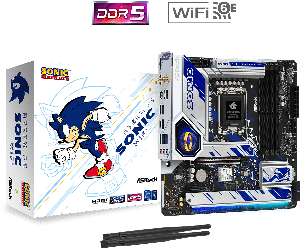 ASRock B760M PG SONIC WiFi Supports 13th Gen & 12th Gen and next gen Intel® Core™ Processors (LGA1700) and Supports DDR5 7200MHz (OC)