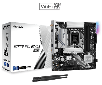 ASRock B760M Pro RS/D4 WiFi Supports 13th Gen & 12th Gen and next gen Intel® Core™ Processors (LGA1700),7+1+1 Power Phase, Dr.MOS for VCore+GT