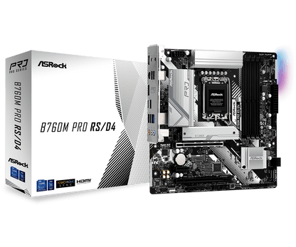 ASRock B760M Pro RS/D4 Supports 13th Gen & 12th Gen and next gen Intel® Core™ Processors (LGA1700),Supports DDR4 5333MHz (OC)