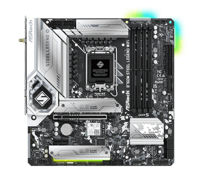 ASRock B760M Steel Legend WiFi Supports 13th Gen & 12th Gen and next gen Intel® Core™ Processors (LGA1700) and Supports DDR5 7200MHz (OC)