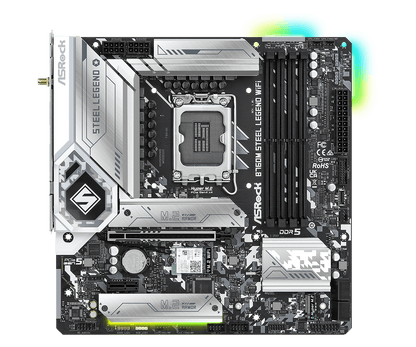 ASRock B760M Steel Legend WiFi Supports 13th Gen & 12th Gen and next gen Intel® Core™ Processors (LGA1700) and Supports DDR5 7200MHz (OC)