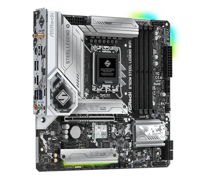 ASRock B760M Steel Legend WiFi Supports 13th Gen & 12th Gen and next gen Intel® Core™ Processors (LGA1700) and Supports DDR5 7200MHz (OC)