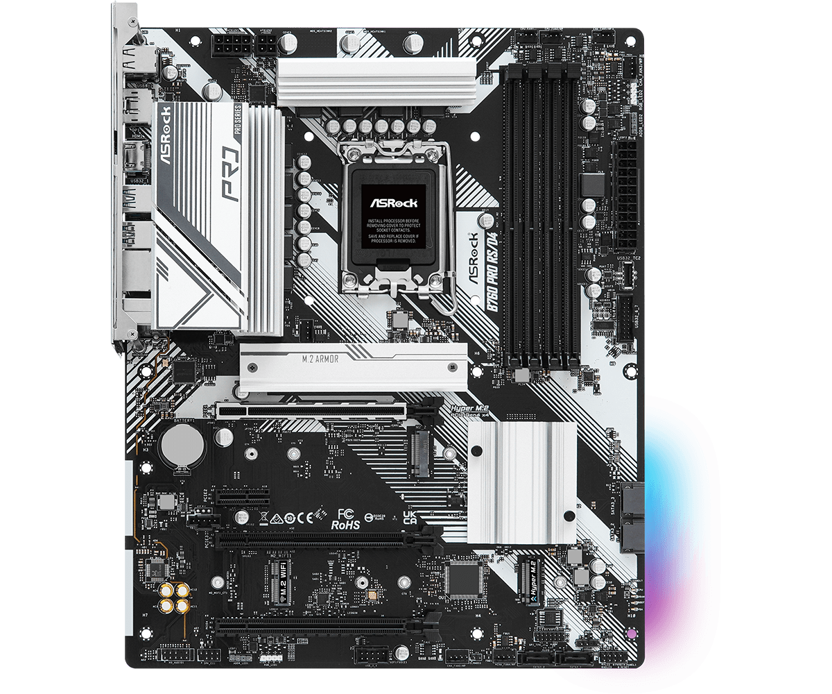 ASRock B760 Pro RS/D4 Supports 13th Gen & 12th Gen and next gen Intel® Core™ Processors (LGA1700) and DDR4 5333MHz (OC)