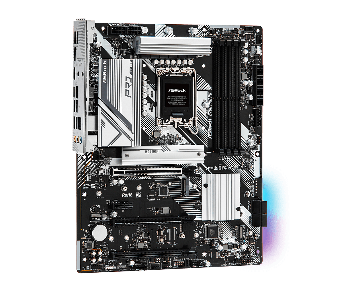 ASRock B760 Pro RS Supports 13th Gen & 12th Gen and next gen Intel® Core™ Processors (LGA1700) and DDR5 7200MHz (OC)