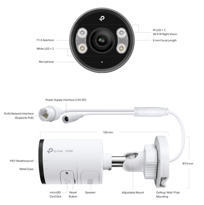 Tp-Link VIGI C345(2.8/4/6mm) I VIGI 4MP Outdoor Full-Color Bullet Network Camera