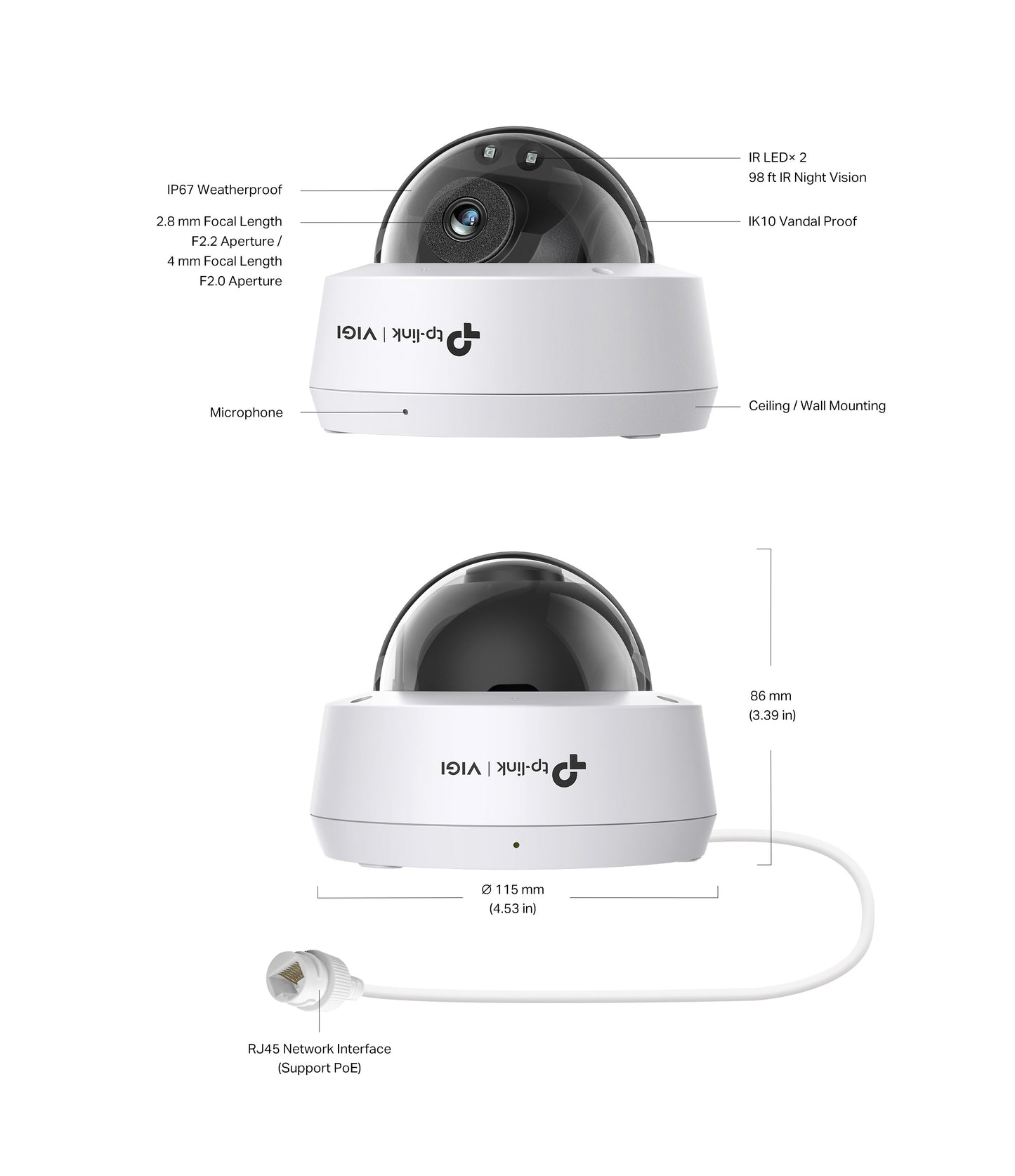 Tp-Link VIGI C220I(2.8/4mm) I VIGI 2MP IR Dome Network Camera