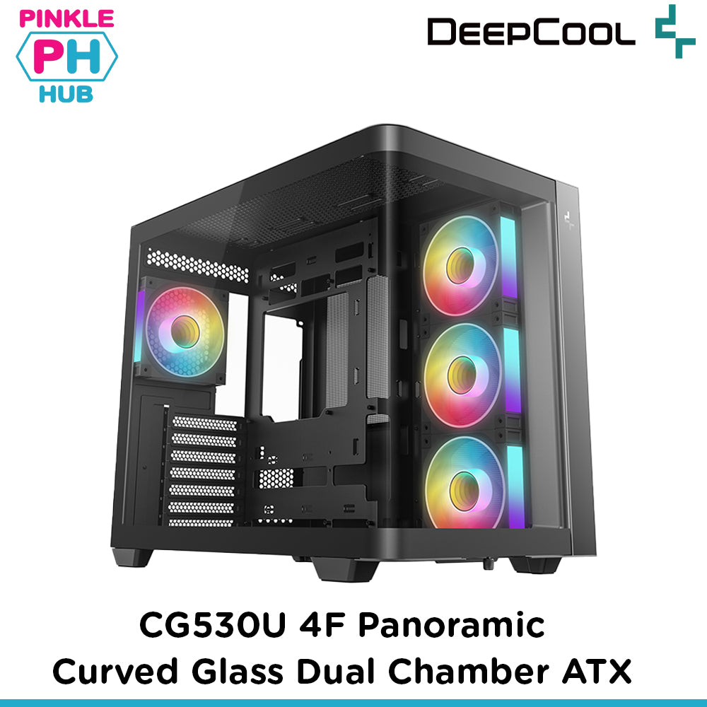 DeepCool CG530U 4F Black Panoramic Curved Glass Dual Chamber ATX PC Case