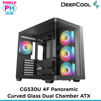 DeepCool CG530U 4F Black Panoramic Curved Glass Dual Chamber ATX PC Case
