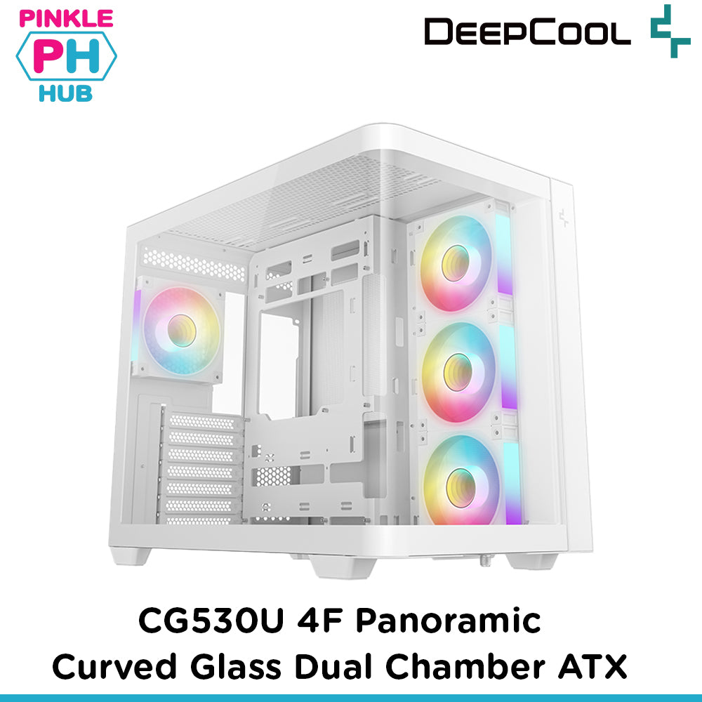 DeepCool CG530U 4F White Panoramic Curved Glass Dual Chamber ATX PC Case