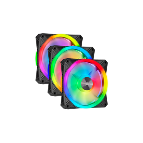 Corsair iCUE QL120 RGB PWM White Fan — Triple Fan Kit with Lighting Node CORE